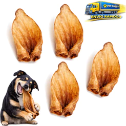 KIT 4Un Mordedor Orelha Bovina Para Cachorros 100% Natural Cães Petisco