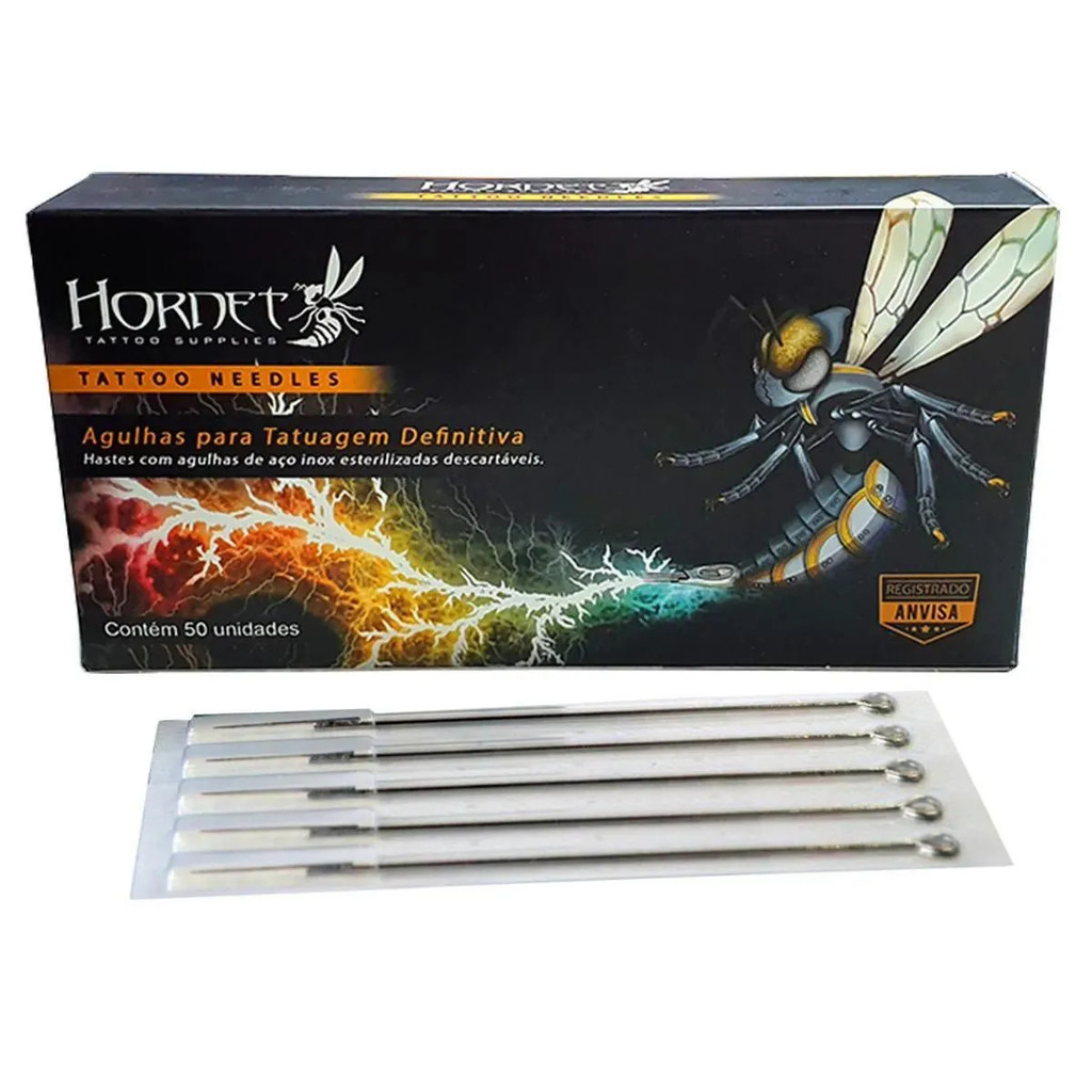 Kit 50un Agulhas de Haste para Tatuagem Traço ou Pintura