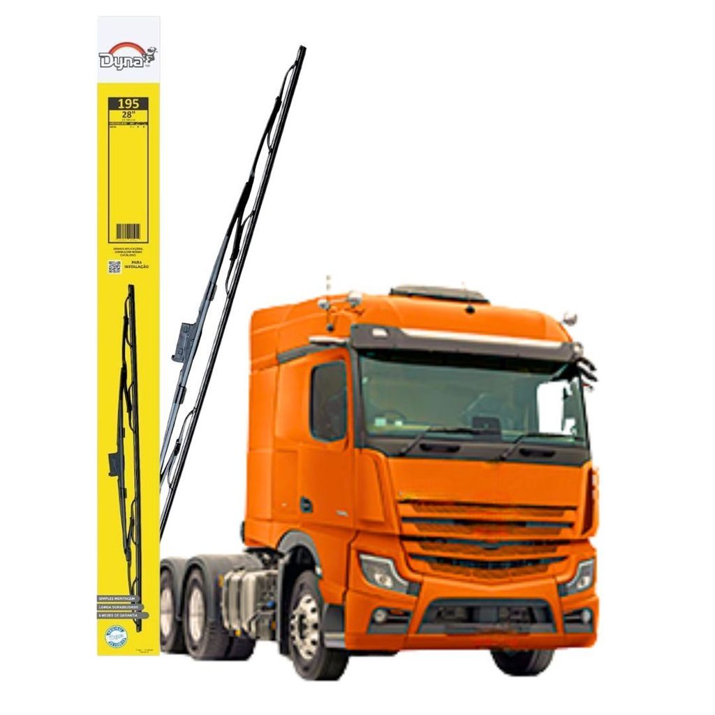 PALHETA LIMPADOR PARABRISA DIANTEIRO PARA MERCEDES ACTROS APOS 2021 COM ESGUICHO- 28 POLEGADAS DYNA