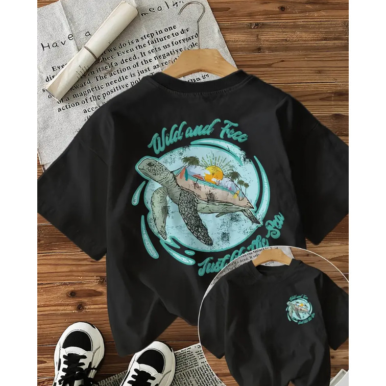 Camiseta Feminina Estampa Tartaruga Estilosa Camisa T-Shirt Moderna e Confortável 100% Algodão