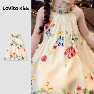 Lovito Kids Vestido Boho Trançado Botão Primavera/verão para Menina L186LD200 em Oferta na Shopee