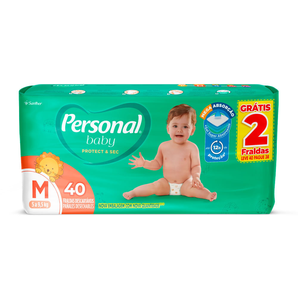 Fralda Personal Baby Protect & Sec Tamanho M Leve 40 Pague 38 Fraldas Descartáveis