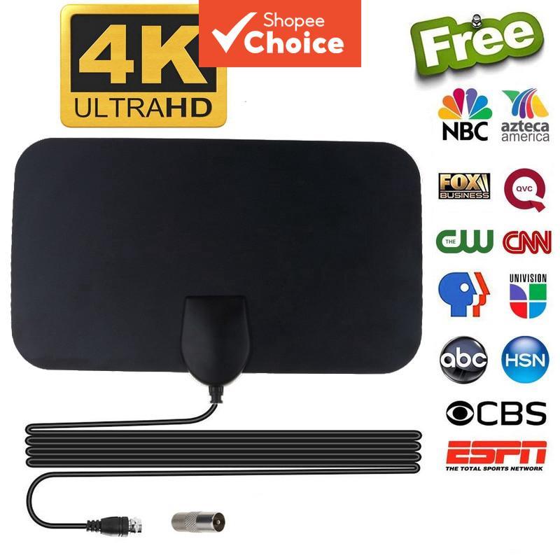 Antena de TV 1080P Digital HDTV Antena de TV Interna Booster Ativa Aérea HD Design Plano