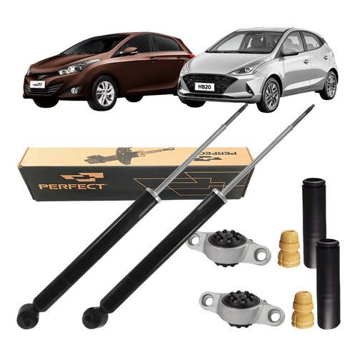 Par Amortecedor Traseiro Perfect + Kits Hb20 2012 A 2017