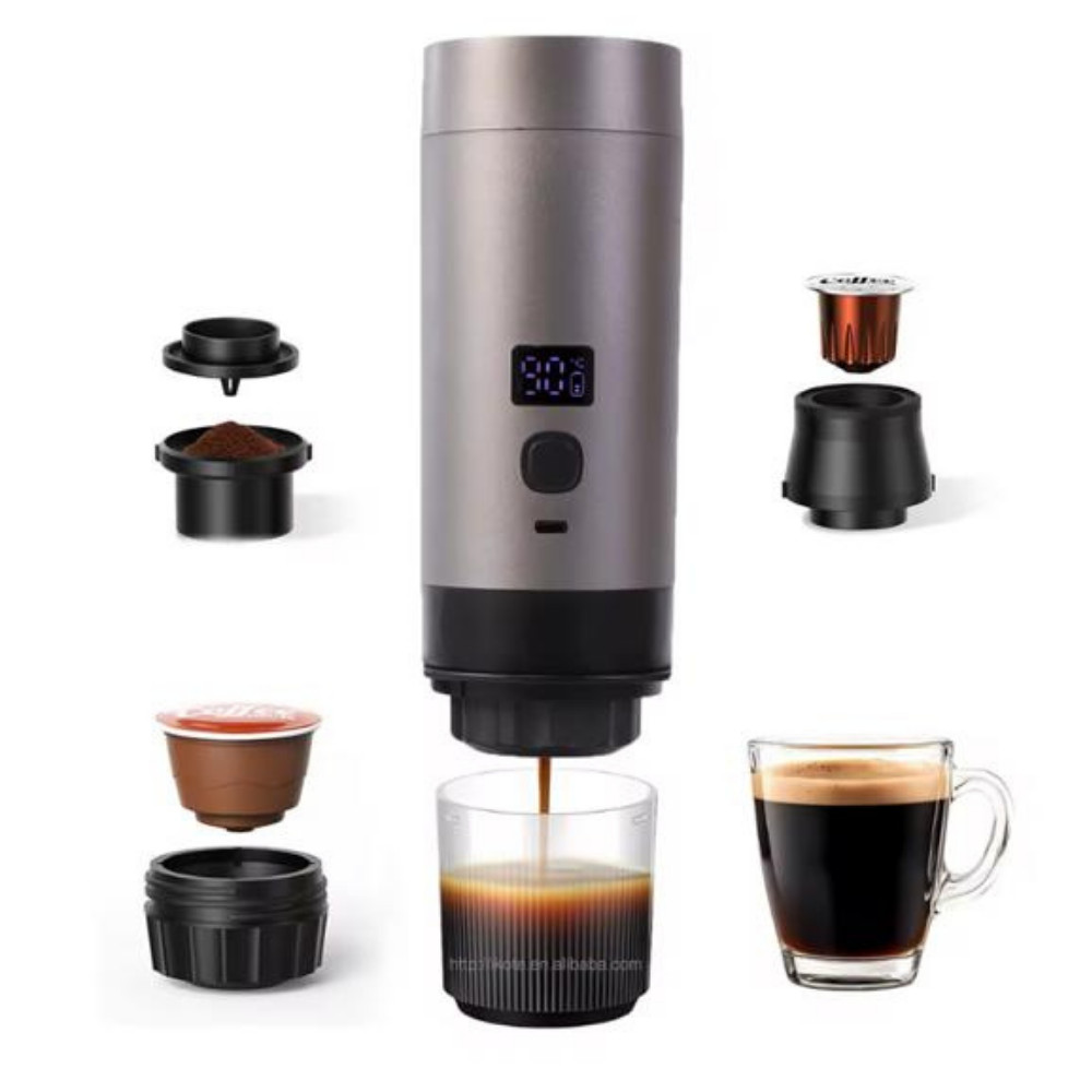 Máquina de Café Portátil com Display Digital 3 em 1, Máquina de Café Espresso Comercial para Carro e Camping