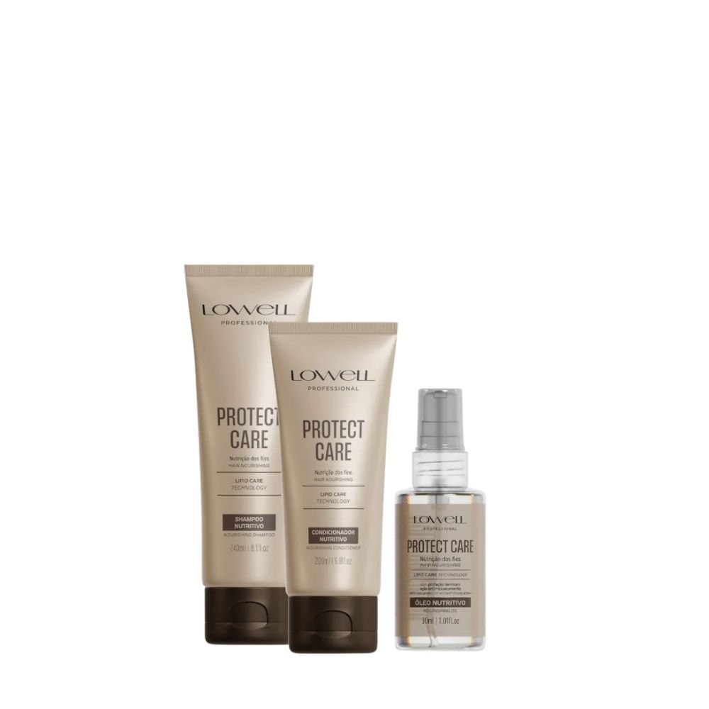 Kit Protect Care Shampoo + Condicionador + Óleo 30ml – Hidratação, Nutrição e Controle do Frizz para Todos os Tipos de C