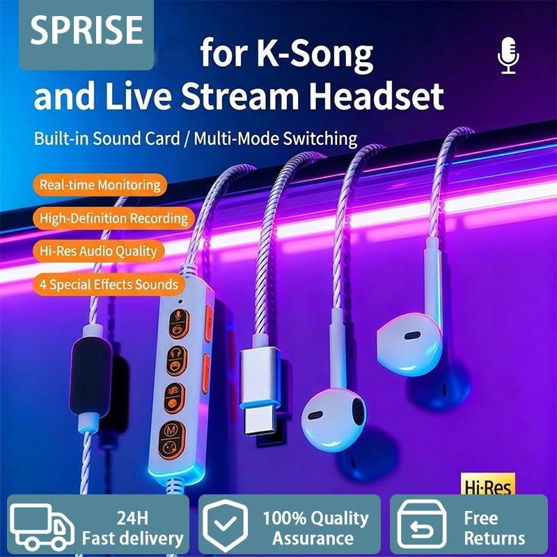 Fones De Ouvido SPRISE H8 Com Fio E Microfone Placa De Som Karaokê Fone Bluetooth Para Jogos Gravação De Transmissão Ao 