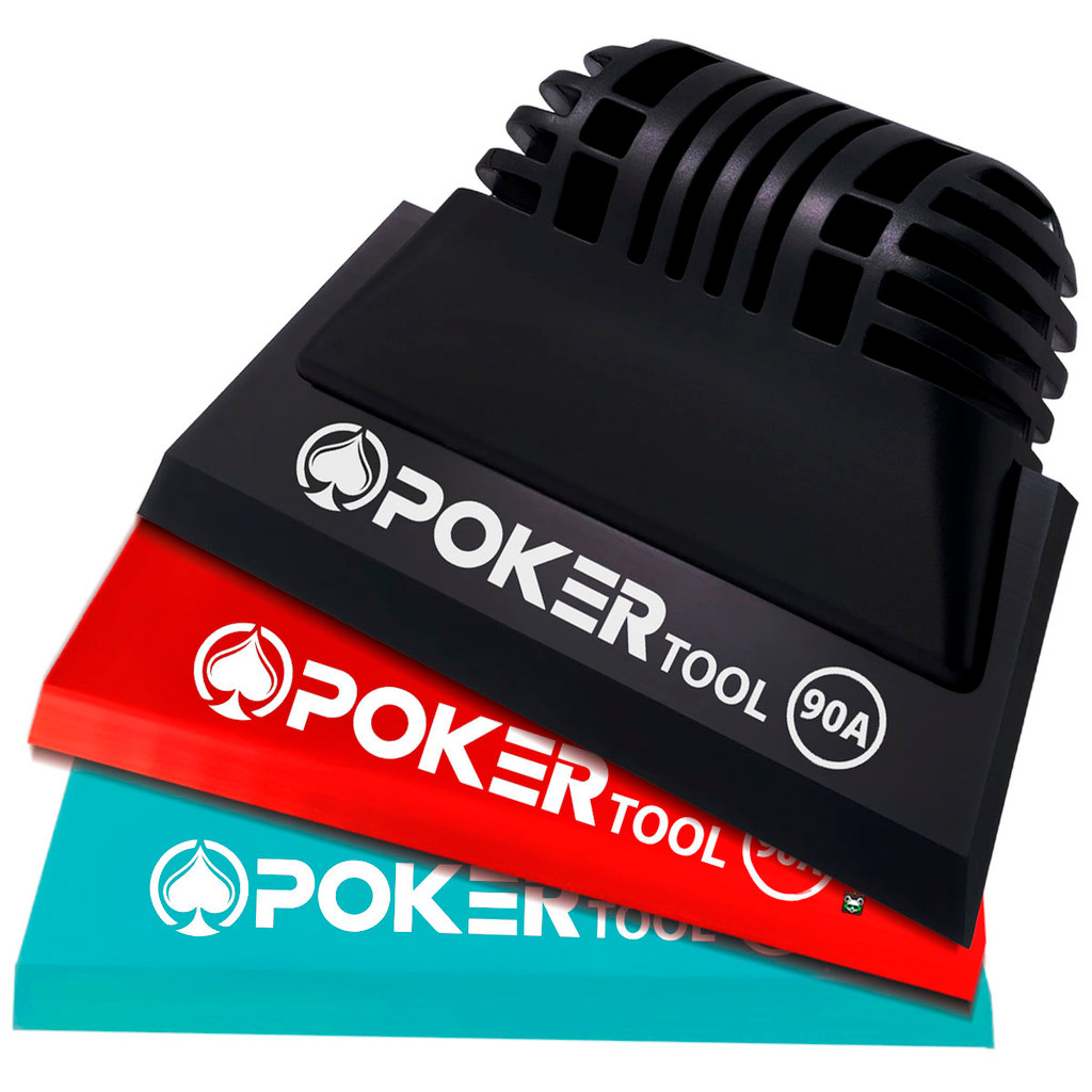 Kit 3 Borrachas Raspador Silicone + Suporte Rodo Aplicador Insulfilm Envelopamento Poker Tool