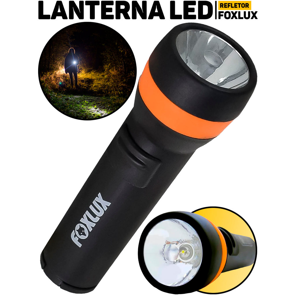 Lanterna LED Foxlux ABS Grande Resistente P/ Casa Trabalho Viagem Emergência