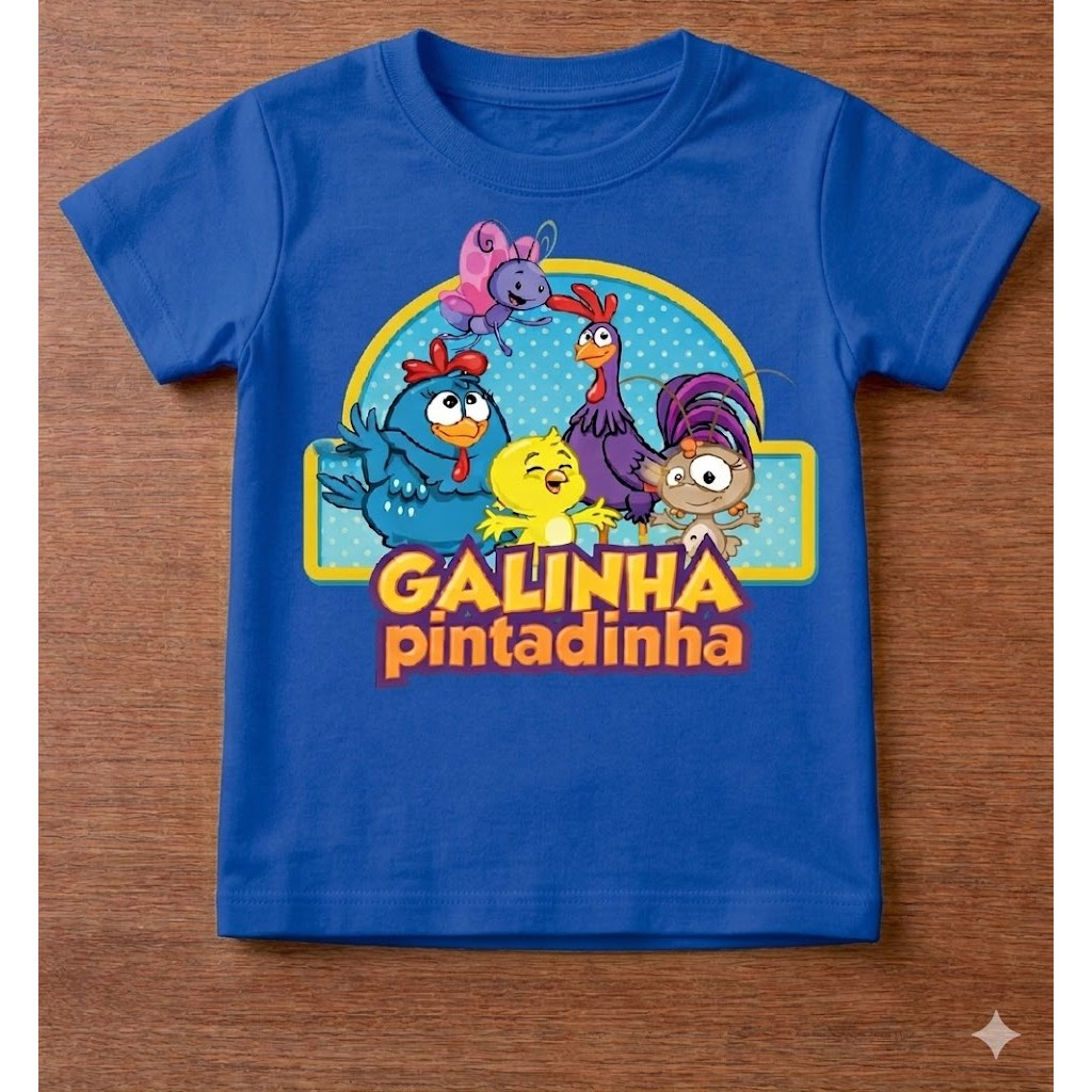 Camiseta Infantil Galinha Pintadinha 100% Algodão Premium Festa Aniversário Unissex Moda Infantil Galo Sitio Criança