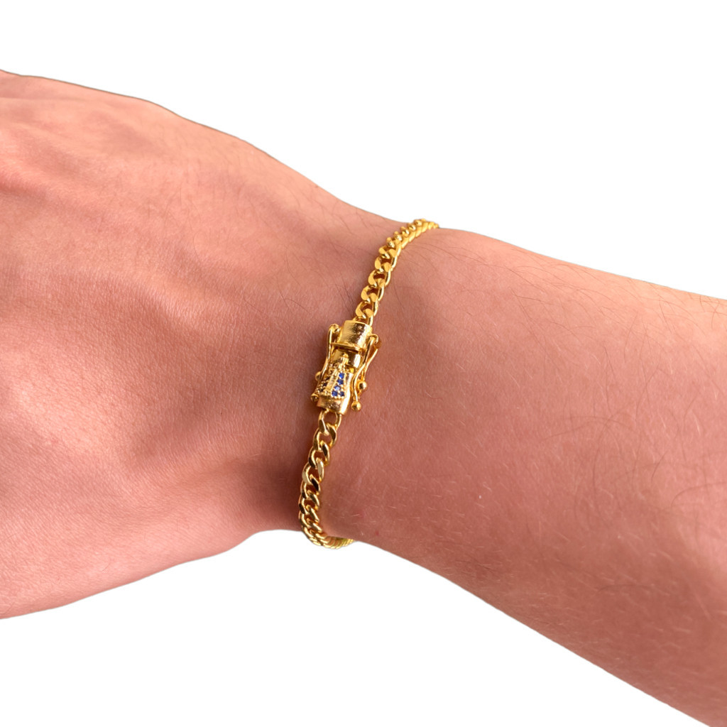 PULSEIRA GRUMET 4MM - LIGA DE MOEDA ANTIGA + BANHO DE OURO 18K - MASCULINO - FECHO GAVETA EDIÇÃO ESPECIAL NOSSA SENHORA!