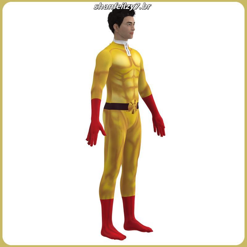 Um Soco Homem Cosplay Traje Para Criança Saitama Anime Cos Bodysuit Super-Herói Macacões De Halloween
