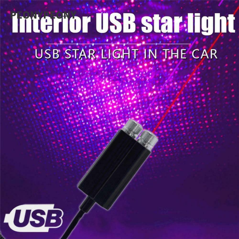 Luz Noturna Estrela Para Teto De Carro PEONY , Luzes LED USB 5V , Lâmpada Romântica Estrelada Vermelha E Roxa Projetor
