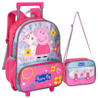 Kit Mochila De Rodinha Media 14L e Lancheira Termica Infantil Menina Peppa Pig Oficial em Oferta na Shopee