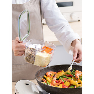 Frasco de tempero de sal de cozinha caixa de armazenamento doméstico à prova de umidade selado Clamshell luz luxo integr