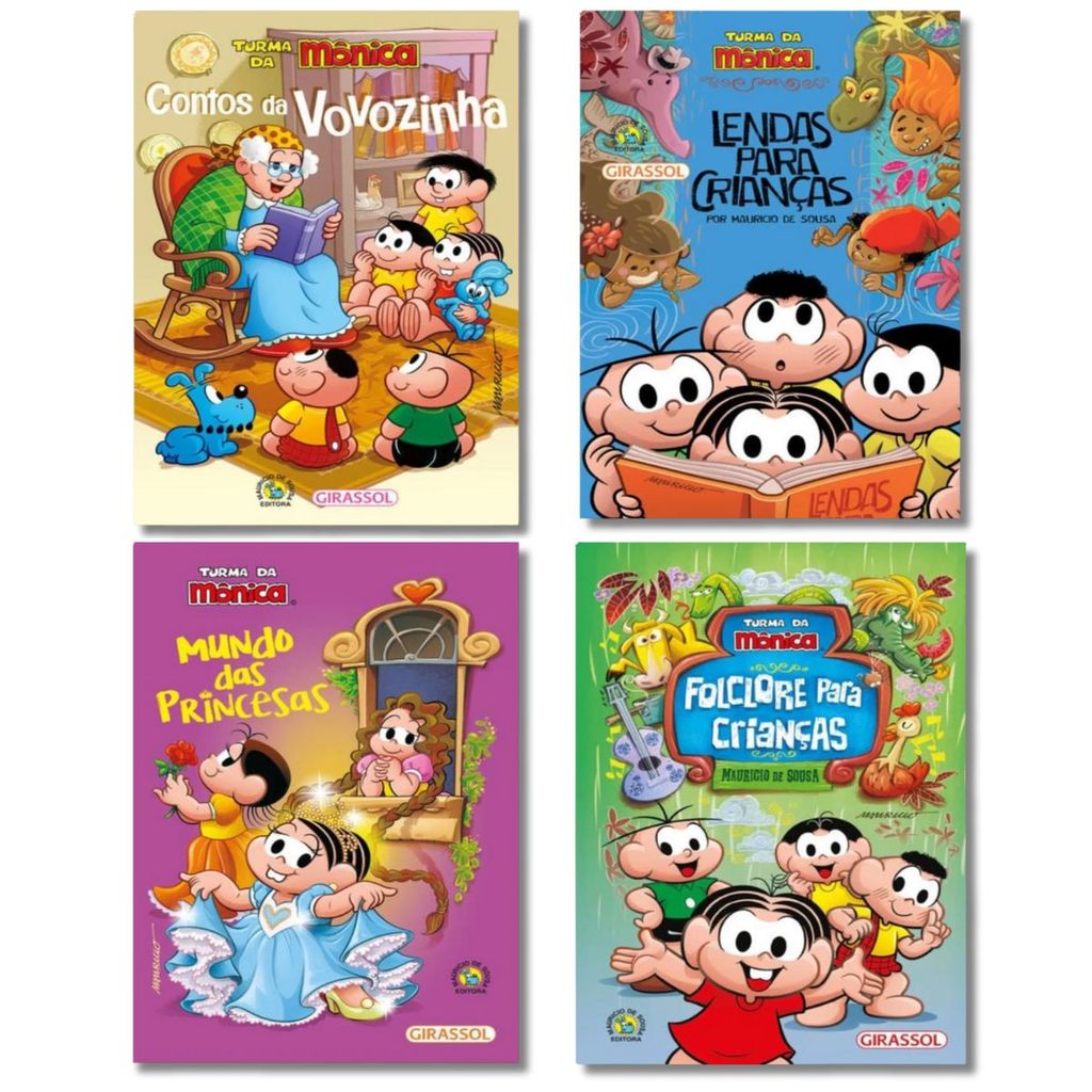 Kit 4 Livros Turma da Mônica | Contos e Lendas Para Crianças
