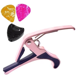 Capotraste Pestana Braçadeira ROSA Violão Guitarra Ukulele + Porta Palhetas+ 2 Palhetas