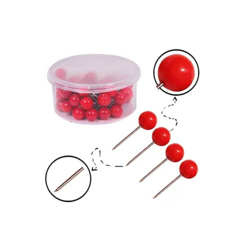 Alfinete para mapa NR 01 vermelho com 50 unidades ACC