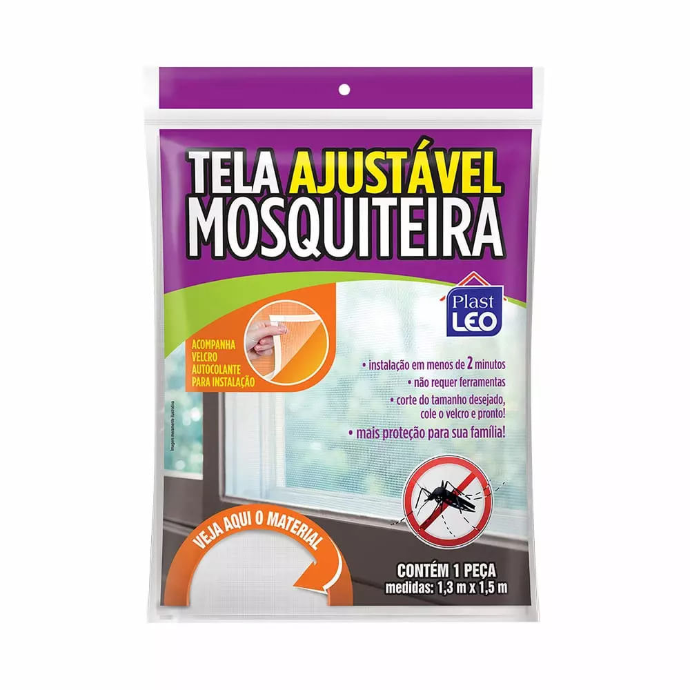 Tela Mosquiteira Ajustável com Velcro Plast Leo