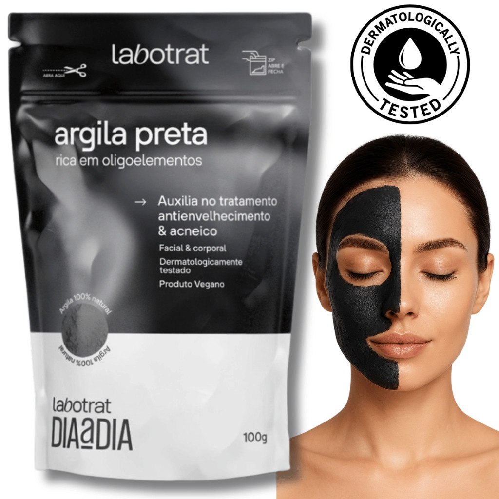 Mascara Facial Argila Preta antiacne e anti envelhecimento limpeza de poros efeito peeling na pele