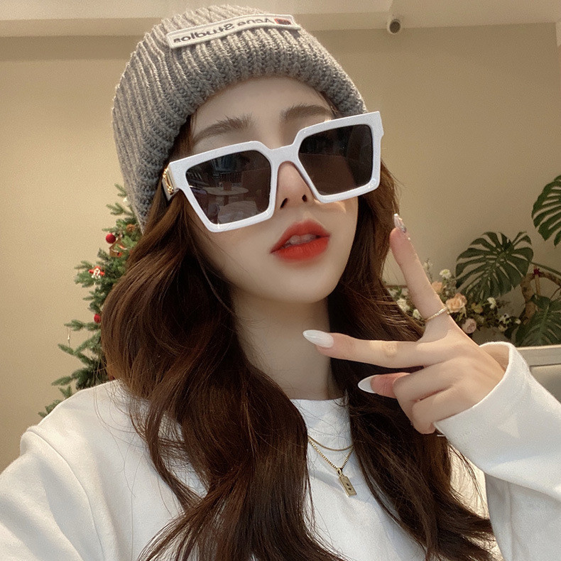 Nova moda óculos de sol feminino influenciador quadro quadrado óculos de sol europeu americano quadrado óculos de sol de