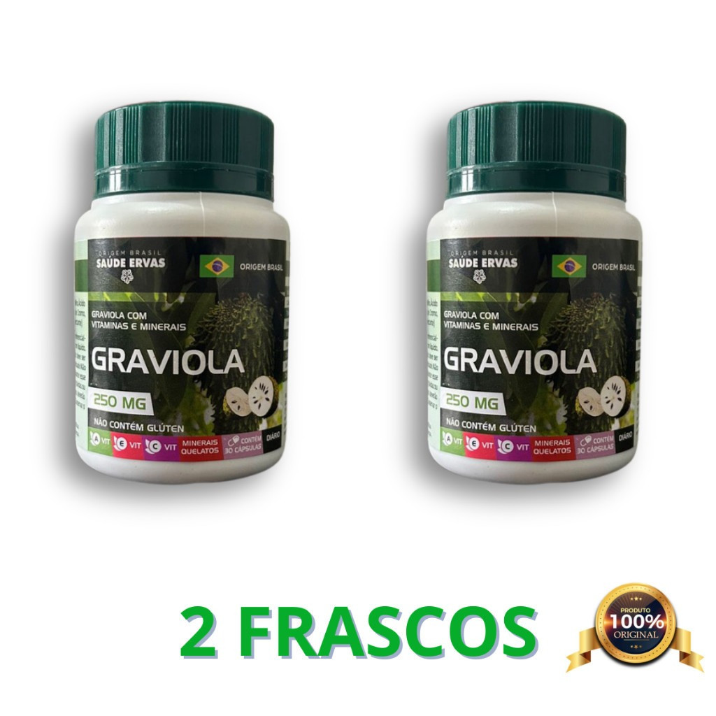 Kit 2 Un Graviola em cápsulas 100% Natural - 30 Cápsulas - Suplemento Natural