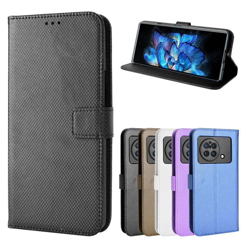 Adequado para vivo X Fold caso de telefone cartão cordão capa protetora XFold Flip caso de couro máquina dobrável padrão