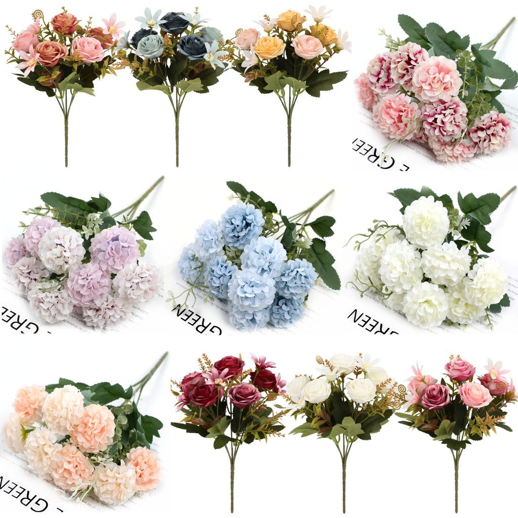 Simulação rosa bola crisântemo alça pequena flor camélia europeu flor Artificial casamento decoração para casa ornamento