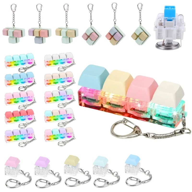 Dedo Teclado Brinquedos Fidget 4 Teclas Clicker Brinquedo Descomprimir Chaveiro Calmante Alívio Do Estresse em Oferta na Shopee