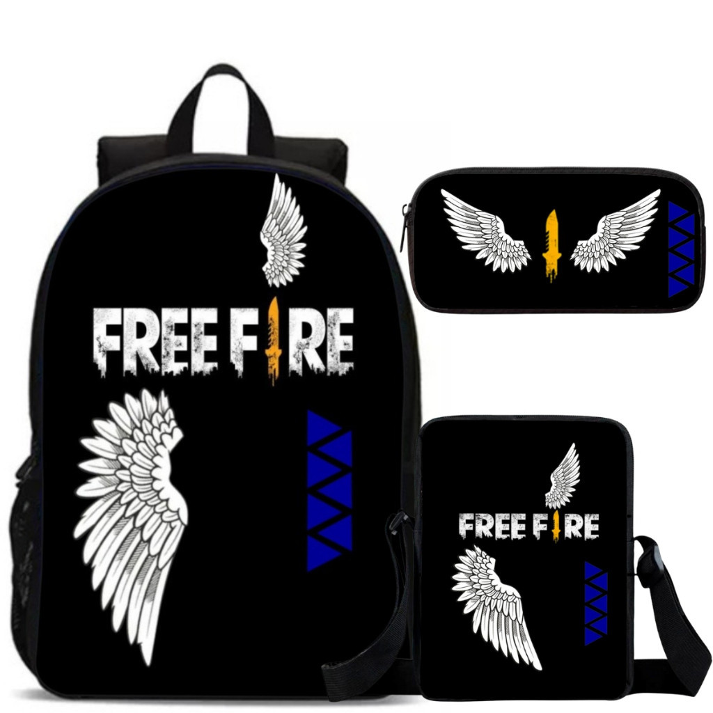 Kit Mochila Escolar I Antil Resistente Lancheira e Estojo Free Fire Game Menino e Menina — R$ 29,98 em Shopee