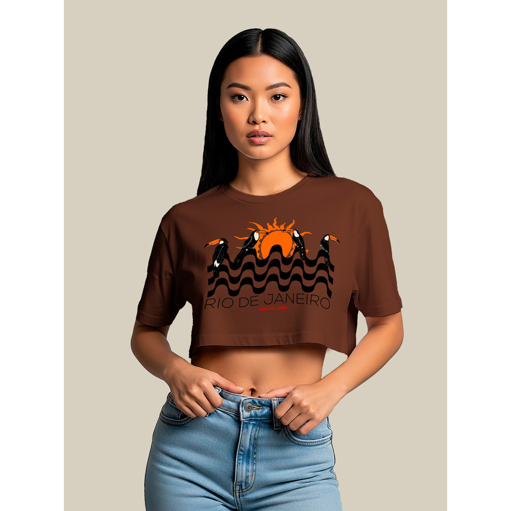 Blusa Feminina Cropped Curta Oversized Rio De Janeiro 1980 Blusinha 100% algodão moda anos 2000 Feminina Academia
