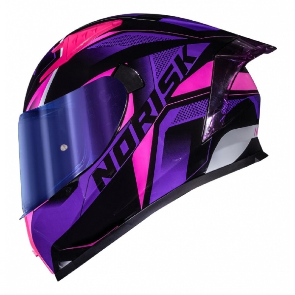 Capacete Moto Feminino Norisk Flow Pulse Roxo Rosa Edition Limited C/ Spoiler + Viseira Extra