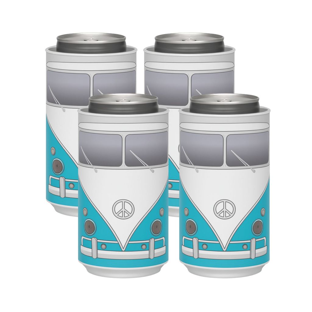 Kit 4 Porta Latas E Long Necks Kombi 12 Em 1 Doze Beer Alumiart Aço E Plástico Injetado