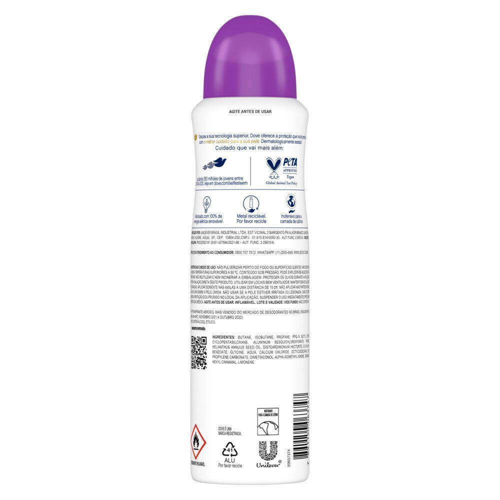 Detalhes do Desodorante Aerosol Dove Go Fresh Amora e Flor De Lótus 89g/150ml