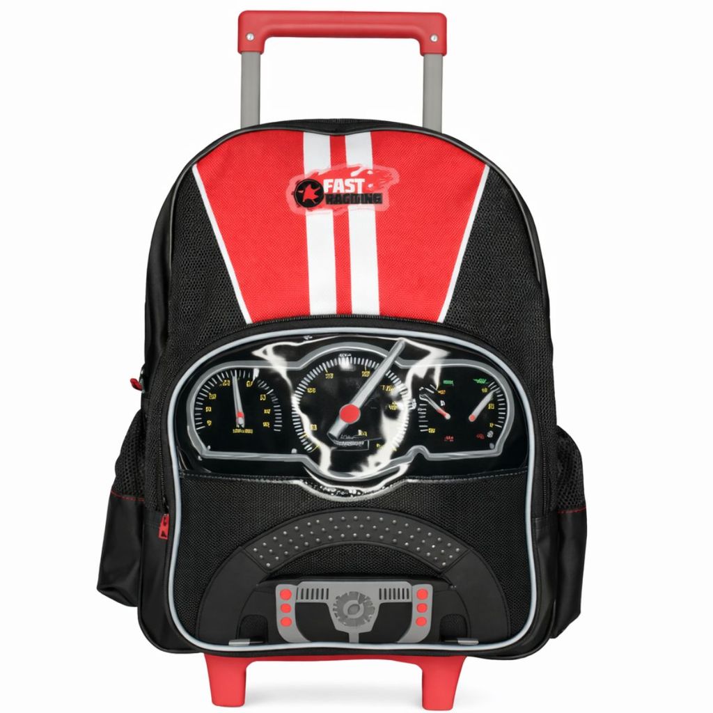 Mochila Escolar Rodinhas Fast Machine Meninos Clio Style