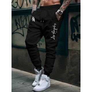 Calça Moletom LosAngeles Letters Masculina Estilo Jogger Streetwear Casual 100% Algodão Estampada Urbana