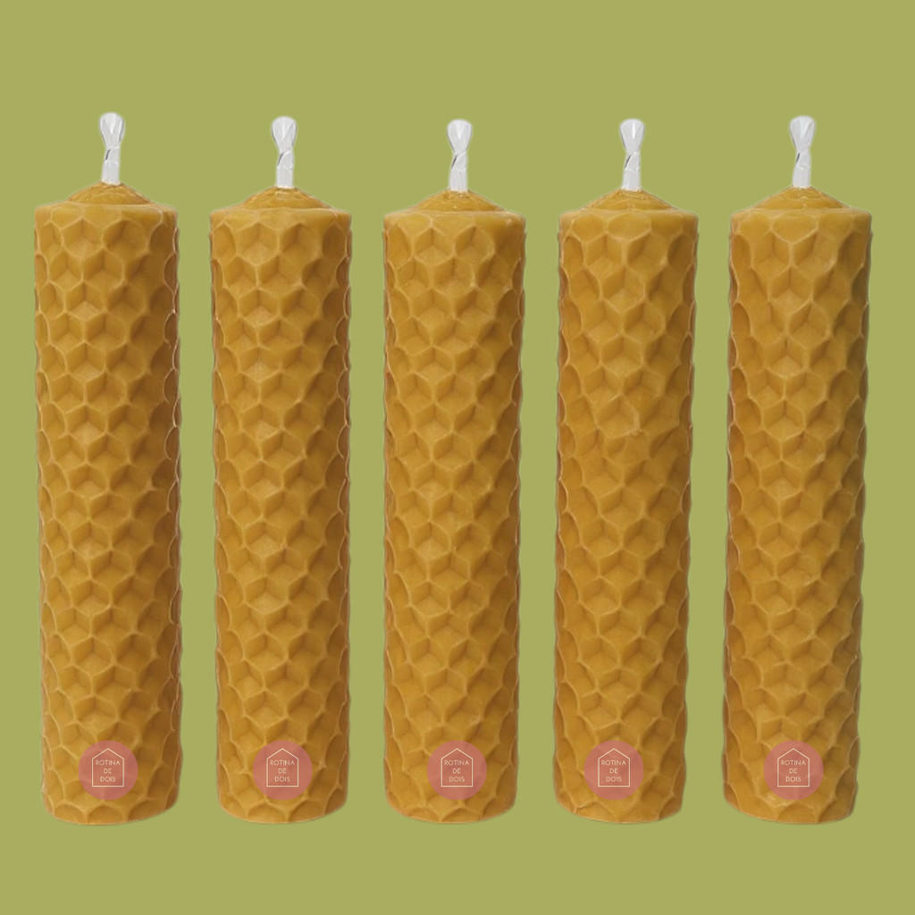5 Velas de Cera de Abelha Natural 10x2 cm em Oferta na Shopee