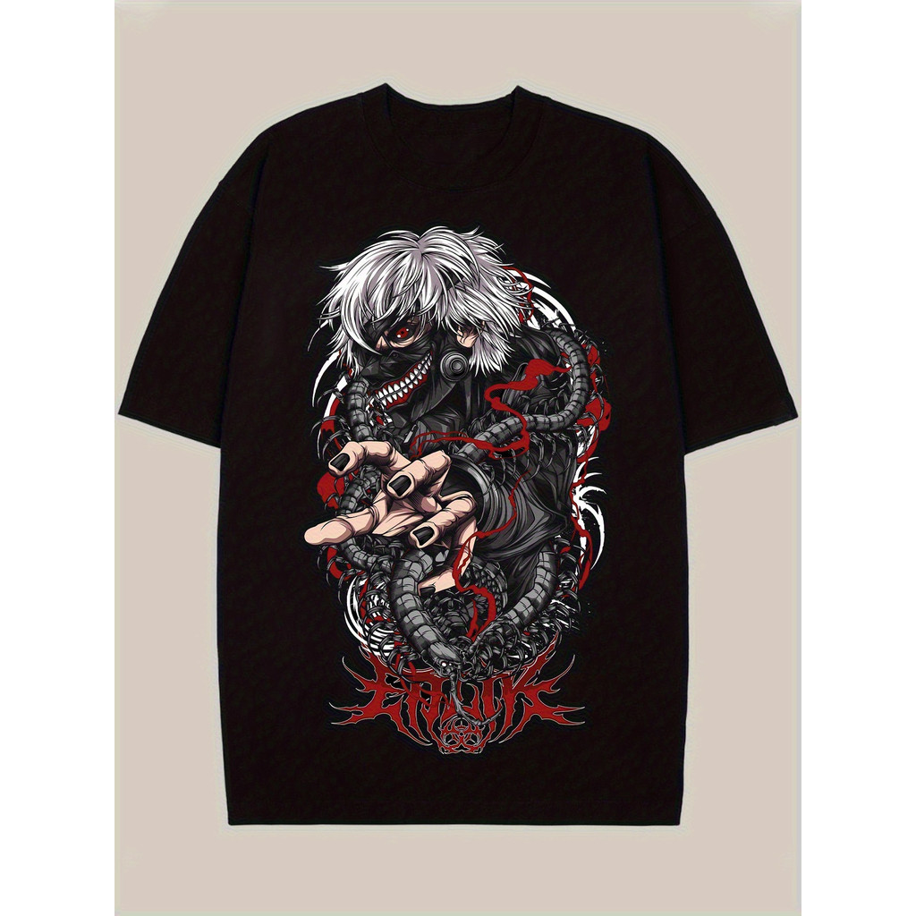 Camiseta Masculina Anime Japonês Retro Estampa Personagens Únicos Vermelho Confortável Atemporal Divertida Casual