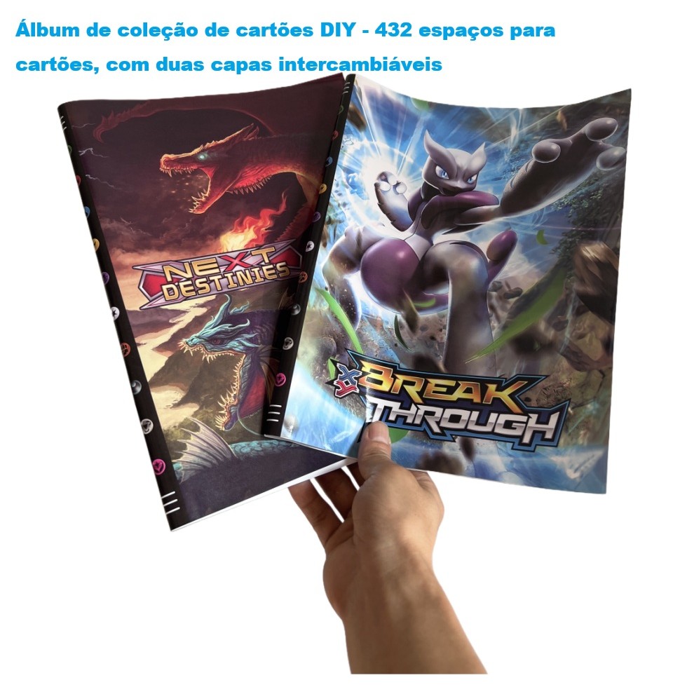 Pokémon Album Troca de Capa – Charizard e Mewtwo em Destaque, 240 Slot de Cartas Fácil de Organizar