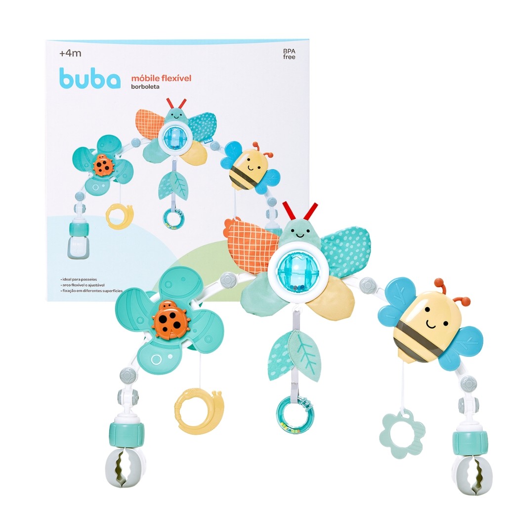 Móbile Bebe Arco Para Carrinho e Berço Borboleta 21713 - Buba em Oferta na Shopee