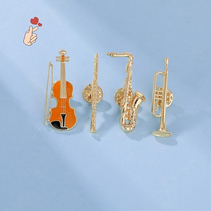 [PEBR] 1 Peça Emblema De Orquestra Sinfônica Instrumentos Musicais Engraçados Broches Esmaltados Clarinete Saxofone Viol