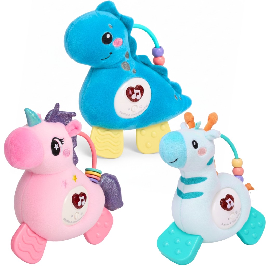 Brinquedo Mordedor De Pelúcia Ninar Com Luz e Som Infantil - Castela em Oferta na Shopee