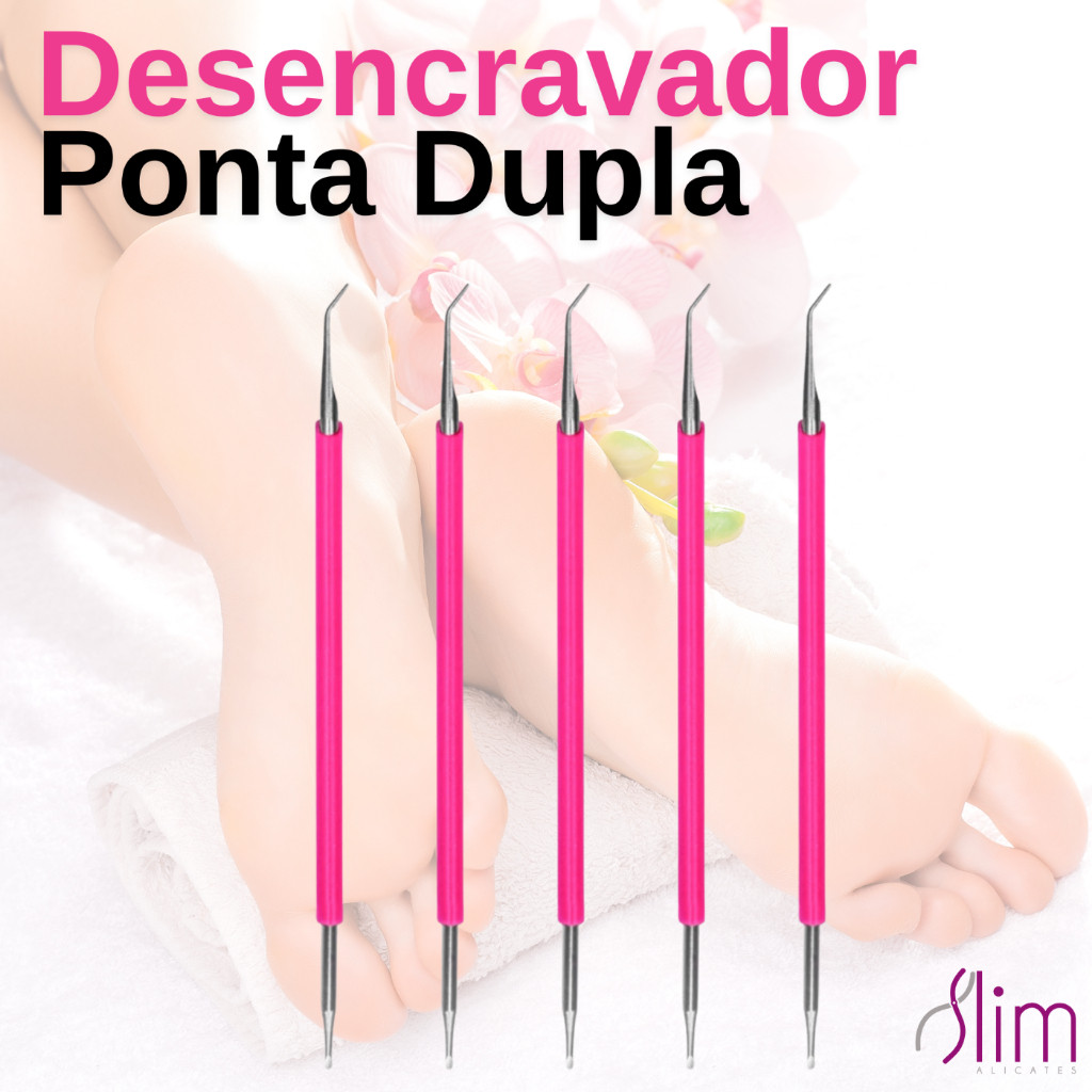 Kit 05 Desencravador De Unha Duplo Para Cutelaria Profissional Aço Inoxidável Slim
