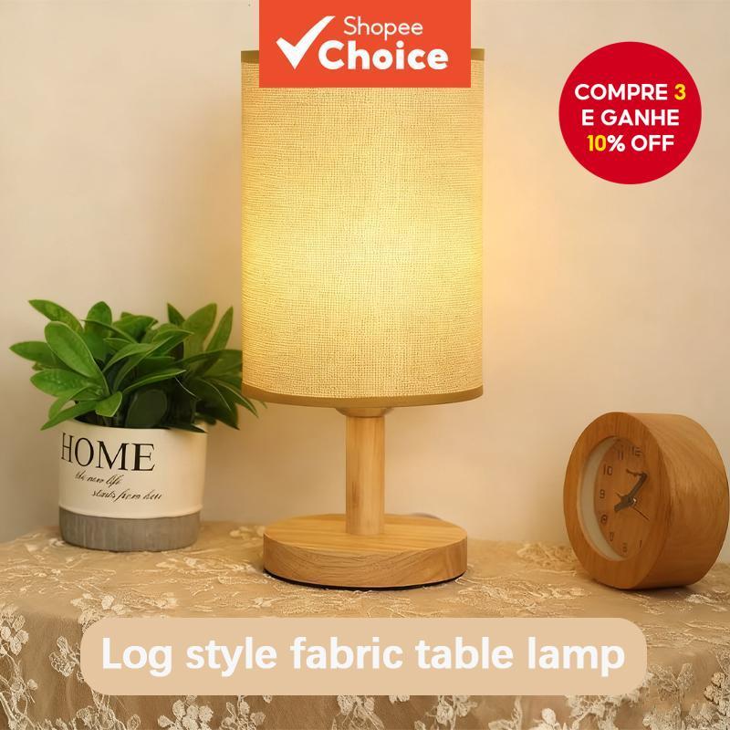  Luminária de Mesa LED de Madeira Maciça com Luz Noturna de Escurecimento de Três Cores, Abajur de Cabeceira para em Oferta na Shopee