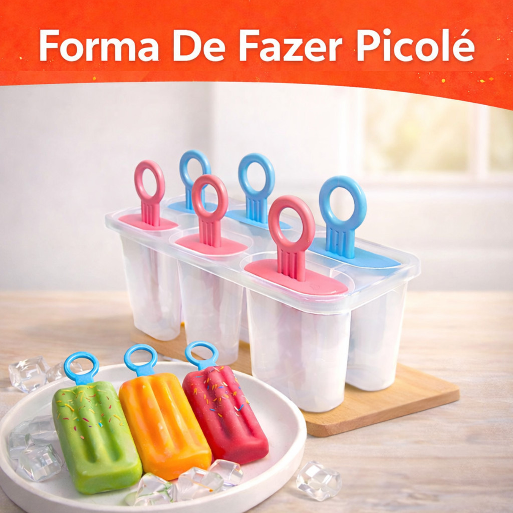 Forma De Picole Paleta Sorvete Palito Caseiro Molde Forma Preparo 6 Geladinhos