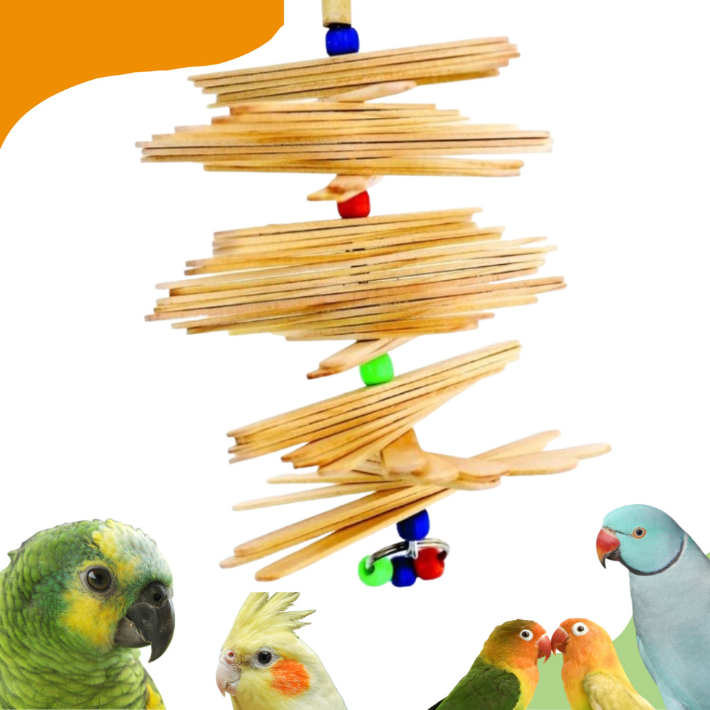 Brinquedo Kit 3 Penduricalhos Mordedor Calopsita, Agaporni, Periquito, Ring Neck, Papagaio, Aves