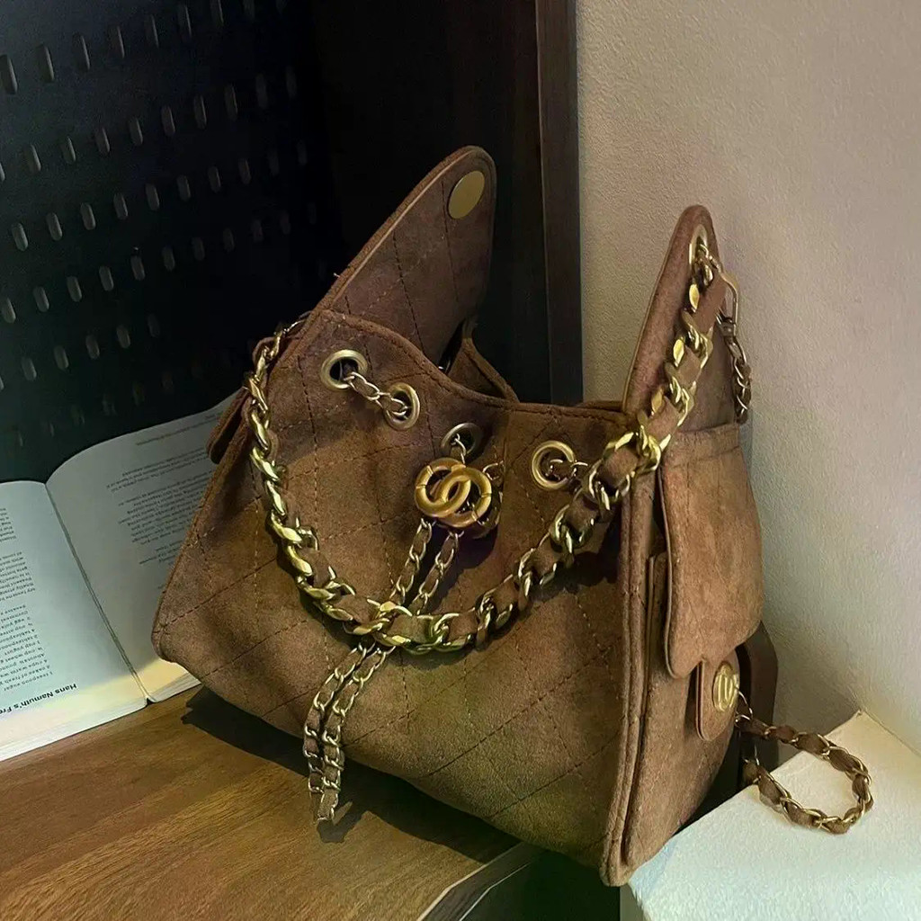 Bolsa Balde Feminina De Grande Capacidade , Crossbody De Ombro Estilo Casual , Material De Poliéster , Fecho Com Cordão