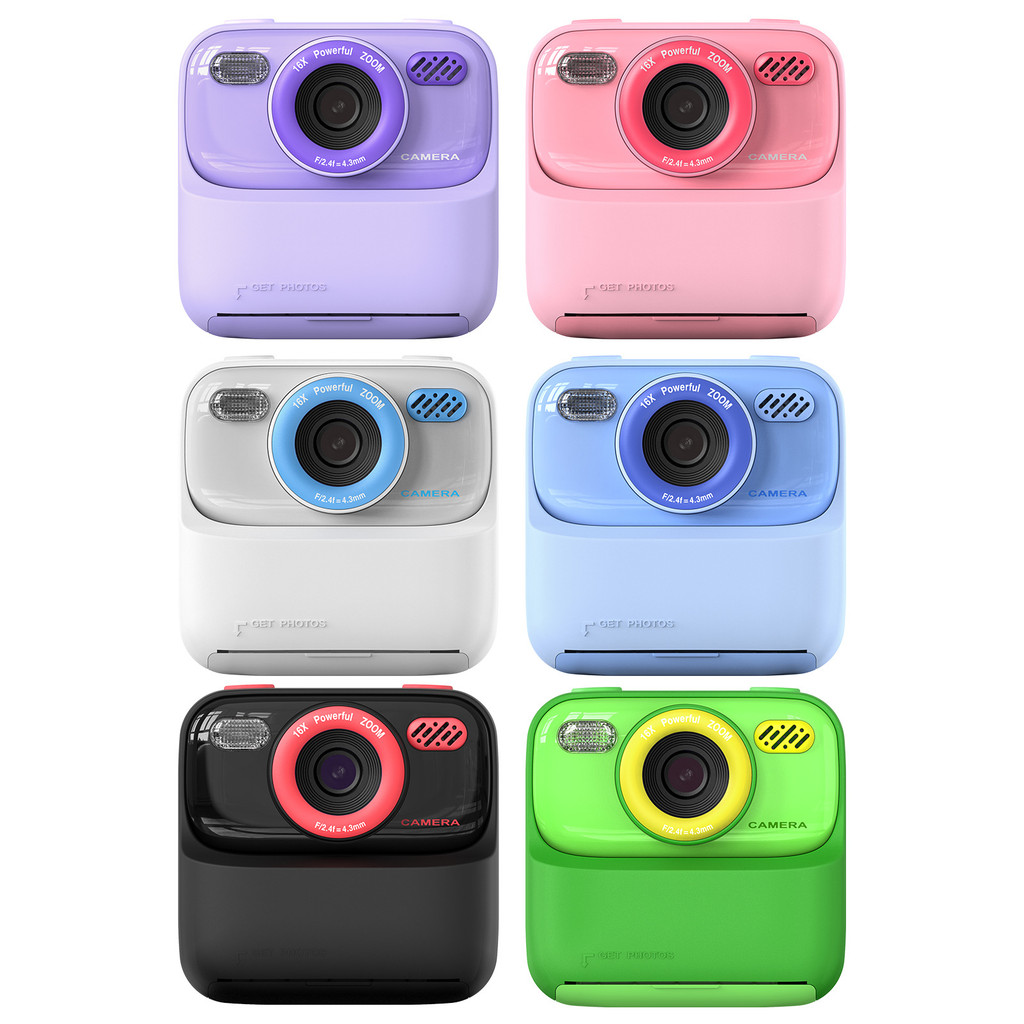 Polaroid infantil Digital pode foto câmera frontal traseira tiros duplos pode atirar câmera de impressão térmica pode gr