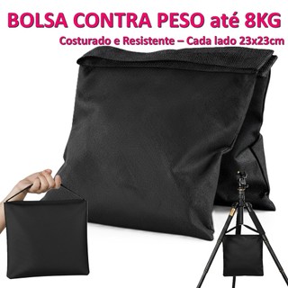 Bolsa Contrapeso Profissional 8kg para Tripé Girafa e Grua - Saco de Areia Reforçado Preto 23x23cm