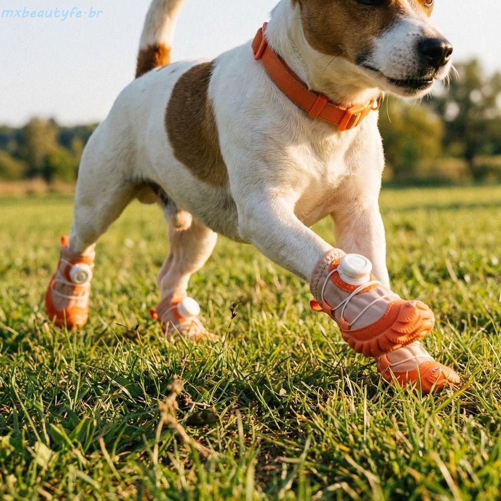 MXBEAUTYFE 4 Peças De Sapatos Impermeáveis Para Animais De Estimação , Botas De Malha Confortáveis Antiderrapantes Tênis